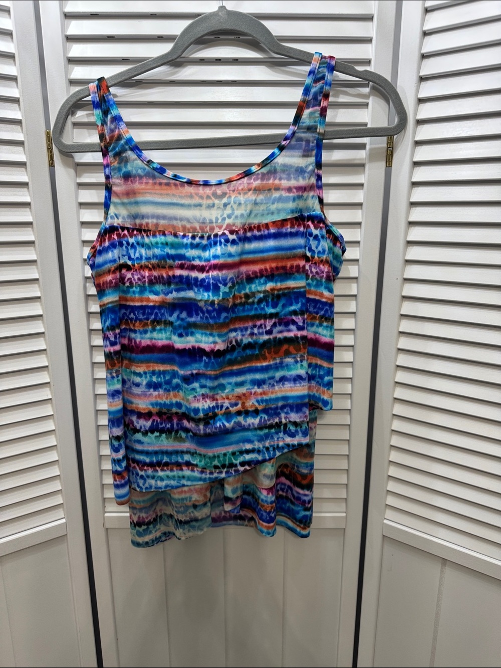 Miraclesuit Multicolor Striped Tank Top - Blue, Teal, Coral, Purple